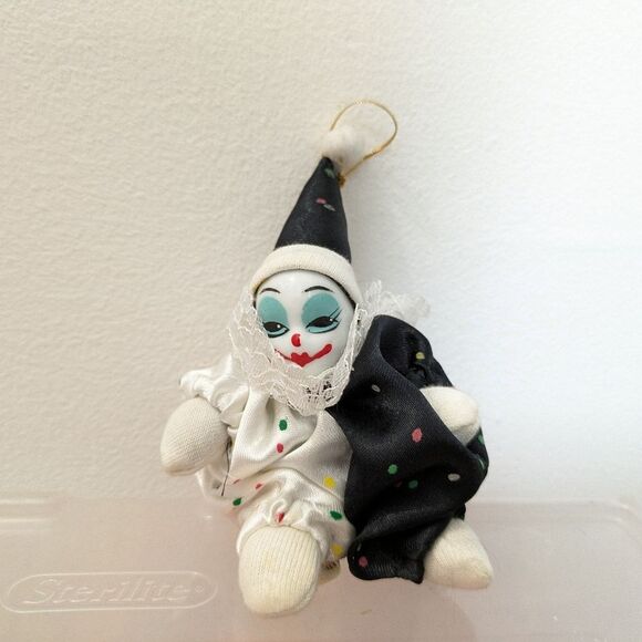 Vintage Porcelain Clown Doll Christmas Ornament - Picture 1 of 11